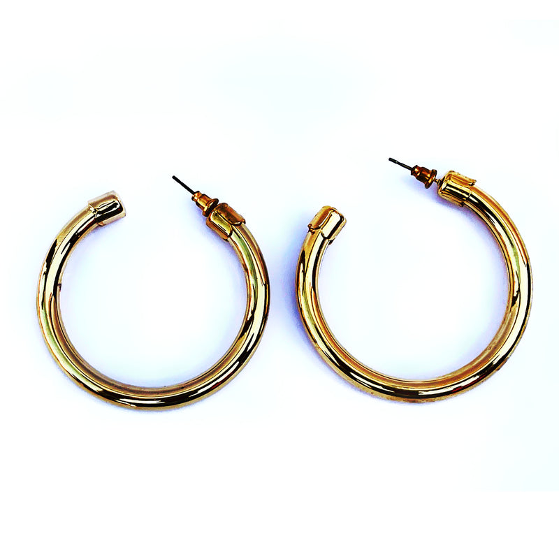 Gold Plated Big Hoops Earrings for Casual Wear