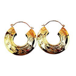 Elegant Embossed Gold Hoop Earrings