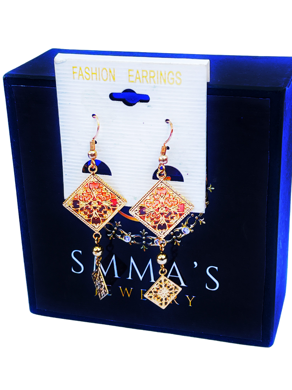 Ornate Geometric Dangle Earrings