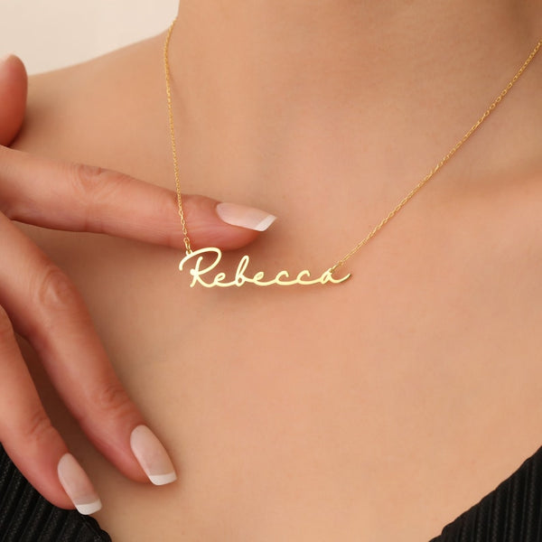 Personalized Gold-Plated Square Pendant Necklace